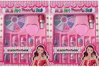 Kids Nail Art Kit, Artificial Nails Set with Glue, 12 Pieces Multicolour Decorative Manicure Set for Girls (PACK OF 2)