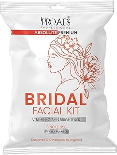 PROADS Vitamin C Bridal Facial Kit for Instant Glow – 10 Step Single Use Facial Kit | Skin Brightening, Dark Spot Care, Hydration & Pore Cleansing | F