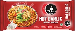 Ching’s Hot Garlic Flavour Instant Noodles, Desi Chinese Flavour, Vegetarian, 240g