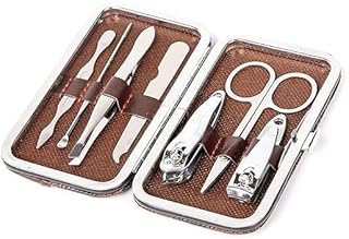 Manicure and Pedicure Nail Clippers Set, 7 in 1 Stainless Steel Professional Nail Scissors Grooming Kit with Leather Travel Case