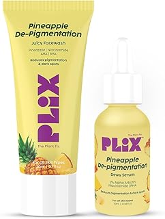PLIX - THE PLANT FIX 5% Pineapple Face Wash And Serum Mini Combo for Pigmentation & Dark Spots, Dullness, Reveal l Brighter, Even Toned Complexion l A