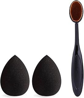 Professional Makeup Combo Of Set Of 2 Makeup Blender And Oval Foundation Brush Pack Of 1 (Set Of 3).