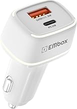 Embox 55W Dual Output Car Charger Type-C & A Fast Charging USB, LED Indicator, 25W PPS Charging Adapter Compatible with Cars for iPhone & Android Smar