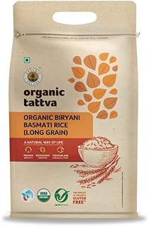 Organic Tattva, Organic Biryani Basmati Rice 5Kg | Long Grain and Rich Aroma | Perfectly Aged | Source of Protein| Naturally Gluten Free | Pesticide a