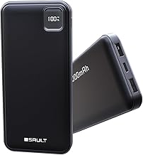 SAULT 10000mAh Lithium Polymer Power Bank with 12 Watt Fast Charging, Dual Input Ports (Micro-USB and Type C) for iPhone, Smartphones, Laptop & Other