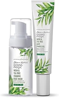 Aroma Magic Neem & Tea Tree Combo- Pwrd by Niacinamide Foaming Face wash- 100ml + Anti Pimple Gel- 20gm | Pack Of 2