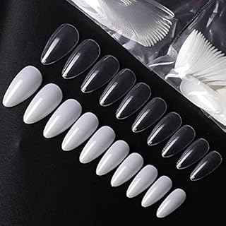 Pack of 500 Reusable Press-On Nails for Women, Handmade Fake Nail with Glue, Nail Art Kit, UV Treated False Nail Set, Acrylic Nail Extension Tip (Almo