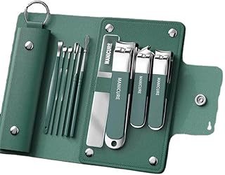Manicure Kit Nail Care Set for Men & Women | Stainless Steel Nail Clipper Grooming Kit with Cuticle Remover File Tweezers & Ear Pick Travel Case