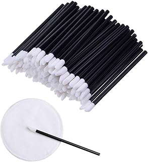 Disposable Lip Brush Pack of 50 | Lipstick & Lip Gloss Wands | Eyeshadow Brushes | Travel-Friendly Makeup Applicator Tool Kit | Black