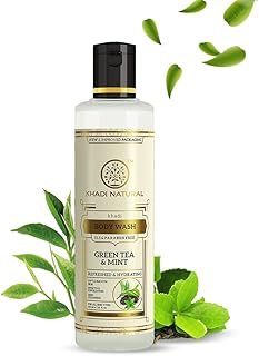 KHADI NATURAL Green Tea and Mint Herbal Body Wash, SLS and Paraben Free, 210 ml