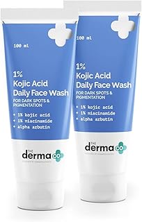 The Derma Co 1% Kojic Acid Face Wash|With Niacinamide & Alpha Arbutin|Reduces Dark Spots,Pigmentation & Blemishes|Cleanses & Brightens Skin|Non-Drying