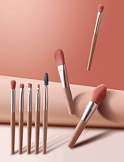 MKSL Portable Mini Makeup Brush Set 8 PCS Makeup Brush Set for Foundation Blush Eye shadow Eyelash Lip and Brow Cosmetic Makeup Brush Set