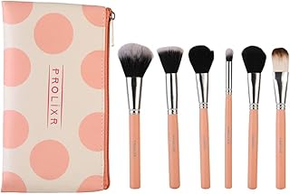 Prolixr Professional Face Makeup Brush Set - With Prolixr's Pink Pouch - For Foundation, Contour, Blush, Concealer - Synthetic Makeup Brushes - Vegan