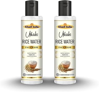 Khadi Rice Water Face Wash Pack of 2 (100ml Each) | Skin Brightening & Hydrating Cleanser for Glowing, Smooth Skin | Gentle Herbal Face Wash for Men &