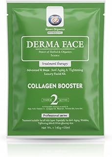 O2 Green Organics Professional Derma Face Collegen Boost And Skin Wrinkles Tightening Facial Kit, Treatment Therapy with Kojic Acid Vitamin E & A, Ros
