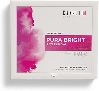 Kanpeki Pura Bright 7-Step Facial Kit With Algae Peel-Off Mask | Purifying, Clearing & Whitening | Deep Cleansing & Skin Brightening
