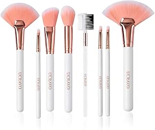 UCRAVOProfessional Makeup Brush Set of 8 | Ultra-Soft Synthetic Bristles | Face & Eye Brushes for Foundation, Blush, Powder, Contour, Eyeshadow & High