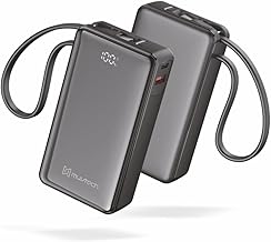 Muvtech Mini Mate Portable Power Bank 10000mAh Fast Charging | Built-in Type-C Cable, Pocket Size, Smart Digital Display USB & Type C Powerbank | Comp