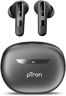 pTron Bassbuds Astra in-Ear TWS Earbuds w/Stereo Sound, 34Hrs Playtime, Stereo Calls, Custom EQ, Mobile App, BTv5.3 Headphones, Touch Control, Voice A