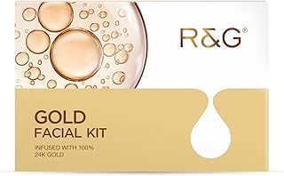 R&G Gold Mini Facial Kit with 24K Gold - 40 ml | for Instant Glow & Radiance | 4 Step Facial with Cleanser, Scrub, Massage Cream & Face Pack