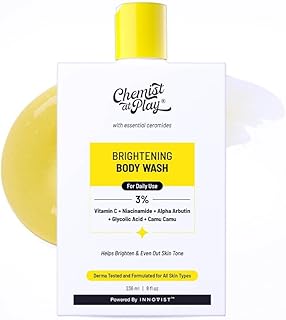 Chemist At Play Brightening Body Wash | Glowing Skin Detan Bodywash | Reduces Dark Spots, Tan & Evens out Skin Tone | Glycolic Acid | Alpha Arbutin |