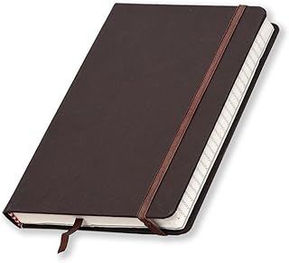 COI Brown Ruled A5 Notebook Diary (5.5″ × 8.5″, 240 Pages, 80 GSM Acid-Free Paper) – Hardbound Journal with Elastic Closure & Ribbon Bookmark for Men