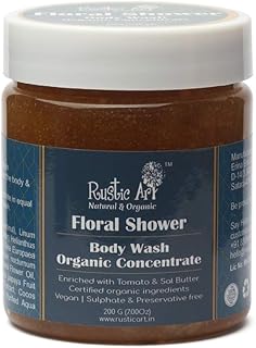 Rustic Art Floral Shower Body Wash Concentrate | Gentle Fruit & Floral Blend | Sulphate and Paraben Free | Smooth, Bright, Refreshing Skin | 200 g
