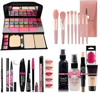 Just Tya | All-in-One Full Makeup Kit for Women & Girls - Complete Combo with Eyeshadow, Lipstick, Eyeliner, Kajal, Foundation, Primer, Brushes, Spong