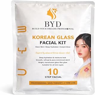 BYD Korean Glass Skin Facial Kit 10 Steps for Women | Instant Glow Skin Brightening Pore Tightening Deep Hydration | Bridal Party Glow Anti Ageing Pig