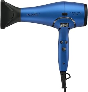 IKONIC Finishing Line Hair Dryer- Blue| High-Tech Luxury| AC Motor| 4-Speed & 3-Heat Settings| Nozzle Attachment| 2200-2400Watts