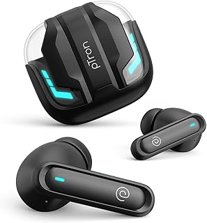 pTron Bassbuds Turbo in-Ear TWS Earbuds w/ 40ms Low-Latency, 50Hrs Playtime, Custom EQ, App Support, Dual Mic, TruTalk AI-ENC Calls, Immersive Sound,