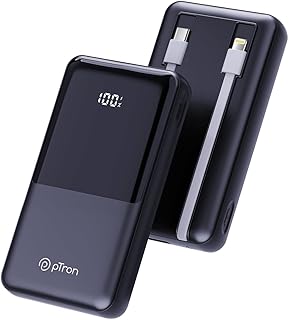 pTron Dynamo Power 20000mAh 22.5W Super Fast Charging, USB Type-C Input Power Bank with Quick Charge & 20W Power Delivery, Built-in Charging Cables, 4