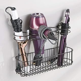 Iron Salon & Bathroom Hair Straightener And Blow Dryer Storage Hair Tool Organizer Curling Wand Brushes Hanging Basket For Heated Appliances (Black)