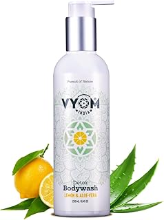 Vyom India Detox Body Wash for Men & Women (250 ml) - Aloe Vera & Lime Shower Gel - Hydrating, Sulphate & Paraben Free, Natural Herbal Body Wash | Ref
