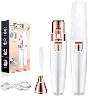 ENINAS Eyebrow Trimmer for Women, 2 in 1 Rechargeable Facial Hair Remover with Replaceable Heads, Professional Painless Personal Hair Removal Eyebrow