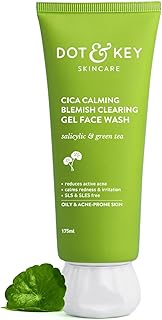 Dot & Key CICA Face Wash for Acne Prone Skin, 2% Salicylic Acid with Green Tea | For Oily & Sensitive Skin | Sulphate Free for Men & Women | Oil Contr