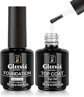 No-Wipe Top Coat and Base Coat Gel Set - Shine Finish Long Lasting, Soak-Off UV/LED Nail Lamp Cured Gel 15ml each (Combo Pack) Nail Art Design Manicur