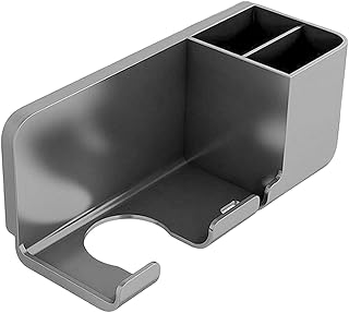 Cyrox Hair Dryer Holder Wall Mount with Storage | Heat Resistant Bathroom Organizer for Blow Dryer, Hair Brush, Trimmer & Grooming Tools | No Drill St