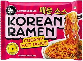 Creamy Hot Sauce Korean Ramen - Zero Preservatives & No MSG - 100% Natural Ingredients & Veg - Instant Noodles Ready in 6 Mins - 100g - Yu