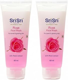 Sri Sri Tattva Rose Face Wash - For Toned, Radiant, Glowing Skin - All Skin Types 60 ml (Pack of 2)