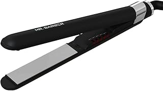 Mr. Barber Straits N Shine 1 Inch Slim Titanium Plates, Professional Hair Straightener - Black Flat Iron