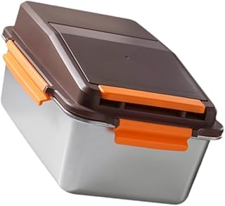 Pet Food Storage Box Airtight Grain Rice Storage Container Grain Storage Bin Orange for 5KG|Food Grade BPA Free Leak Proof, Spices Atta Grains & More