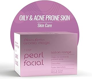 Aroma Magic 7 step Pearl Facial Kit Salon Range | Anti-Acne, Detox & Lighten blemishes | Pearl Bhasma, Seaweed Extracts | Oily & Acne Prone Skin | 5 S