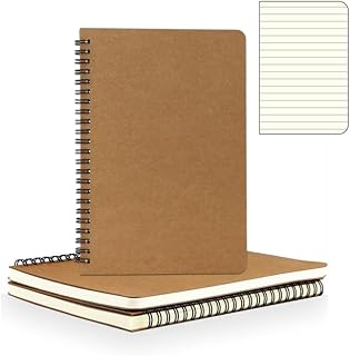 College Spiral Notebook,A5 3 Pcs Pack,Size 5.5x8.2 Inches Travel Writing Journal,Memo Notepad Sketchbook,Students Office Business Subject Diary Book J