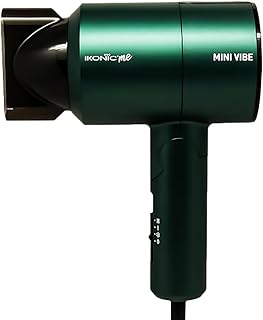 IKONIC Mini Vibe Hair Dryer 1200 Watts with 2 Speed Setting,Cool Shot Feauture Overheat Protection,Foldable Compact Design Travel Friendly Glossy Fini
