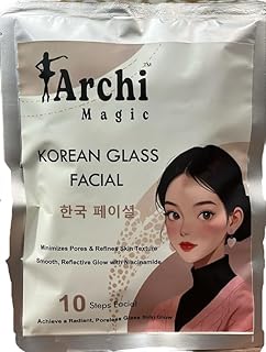 Korean Glass Facial Kit 10-Step | Cleanser, Scrub, Gel, Cream, Face Pack, Serum, Toner & Sheet Mask | Single Use Face Care Routine | Skincare Kit for
