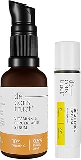 Deconstruct Radiant Lips & Skin Set: SPF Lip Balm (4g) & Non-Irritating Vitamin C Face Serum (30ml) | For Dark Pigmented Dry Flaky and Brightens Pigme