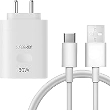 80W SUPERVOOC Fast Charger Compatible with Oppo Smartphones | Supports Dart, Dash, Warp, Vooc | for OnePlus, Realme, Xiaomi, iQOO & Samsung | Safe & U