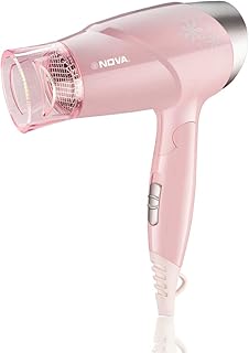 Nova NHP 8202 Premium 1400 Watts Hot and Cold Foldable Hair Dryer for Women (Pink)