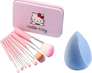 7 Makeup Brush With Storage Box And Makeup Sponge Powder Puff, Beauty Blender Face Color
